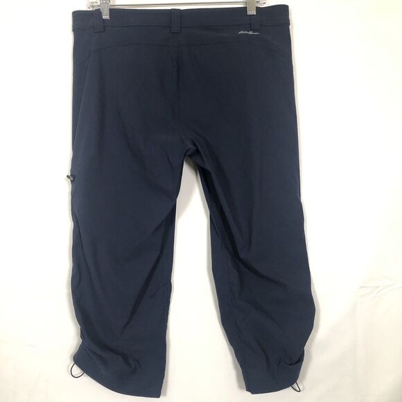 Eddie Bauer Womens Active Capri Pants Size 10 Cargo Pocket Scrunch Pulls Blue - Picture 7 of 15